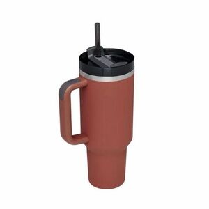 40oz Rust stainless steel tumbler with handle and straw